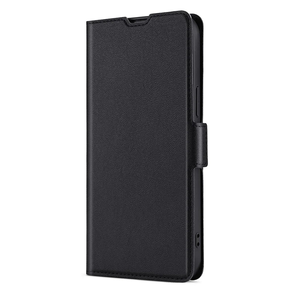Side Magnetic Closure Ultra-thin Leather Phone Case with Stand and Card Slot for Samsung Galaxy S21 FE 5G - Black - 5