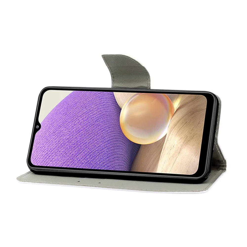 Pattern Printing All-round Protection Wallet Stand Leather Phone Case Shell with Strap for Samsung Galaxy A32 5G / M32 5G - Three Cats - 6