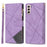 Splicing Design Leather Phone Case Wallet Stand Protective Cover for Samsung Galaxy S21 FE 5G / S21 Fan Edition - Purple - 1