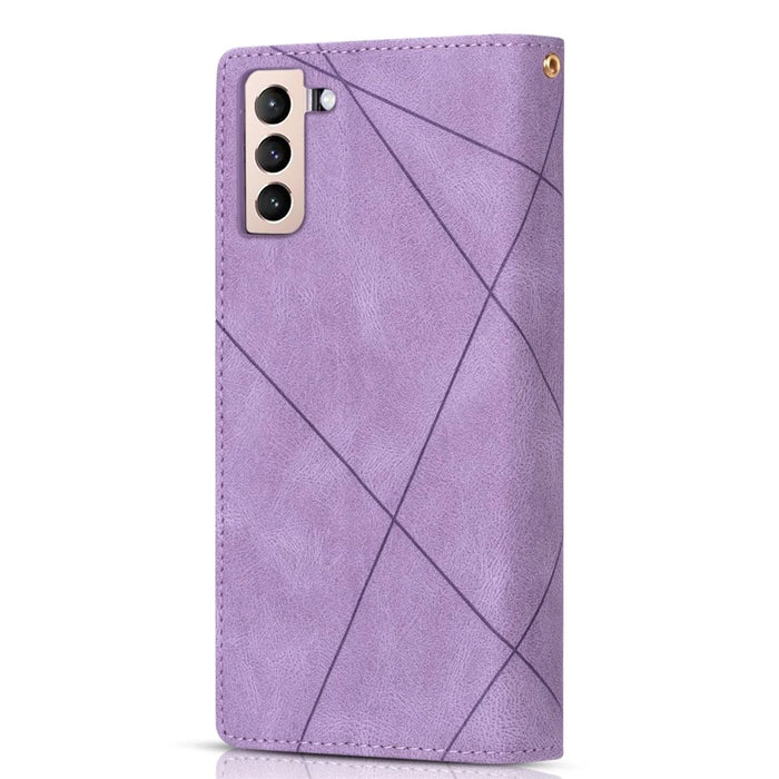 Splicing Design Leather Phone Case Wallet Stand Protective Cover for Samsung Galaxy S21 FE 5G / S21 Fan Edition - Purple - 3