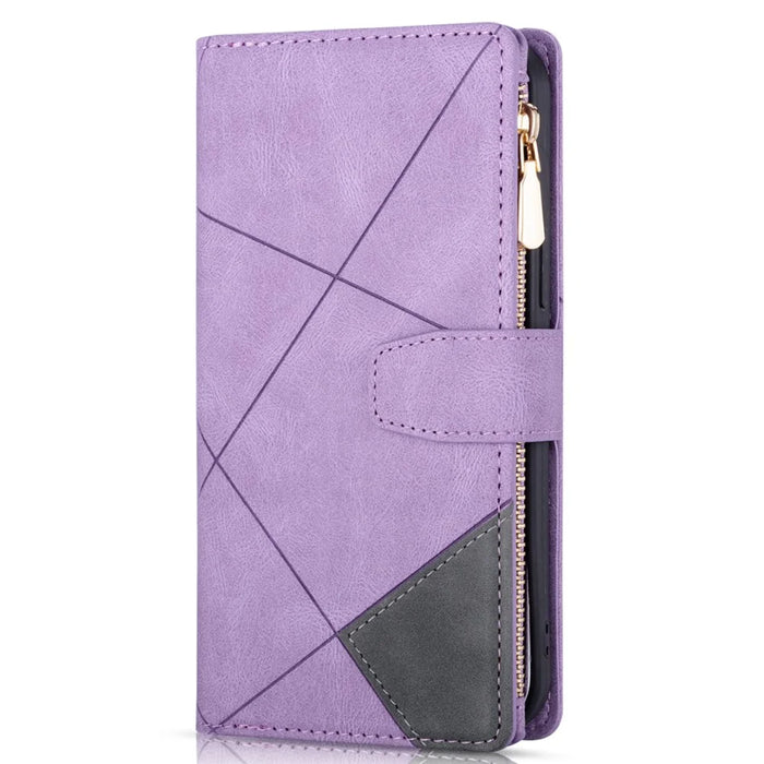 Shockproof Splicing Design Leather + TPU Phone Case Wallet Stand Protective Cover for Samsung Galaxy A52 5G / A52s 5G / A52 4G - Purple - 2