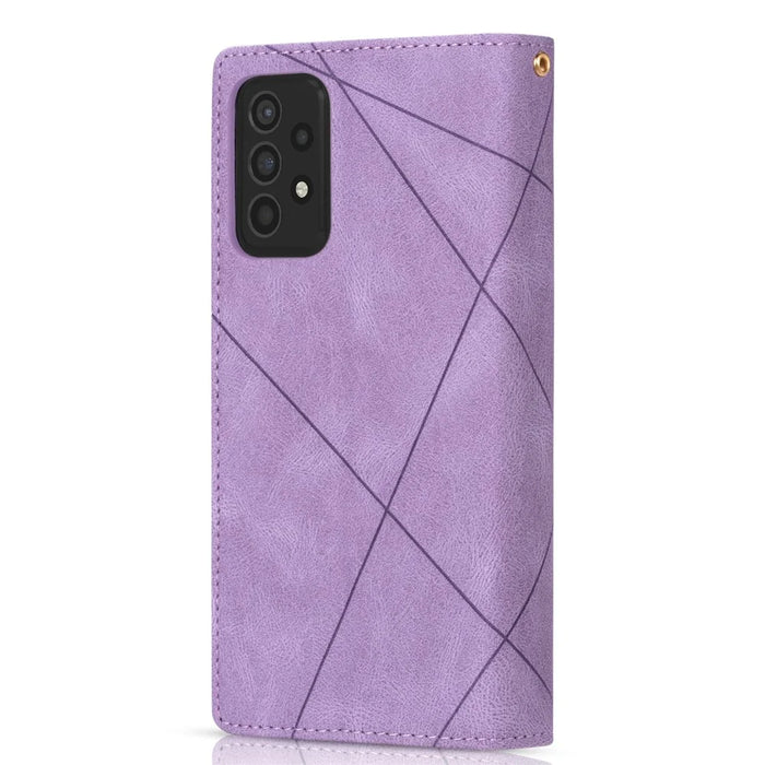 Shockproof Splicing Design Leather + TPU Phone Case Wallet Stand Protective Cover for Samsung Galaxy A52 5G / A52s 5G / A52 4G - Purple - 3