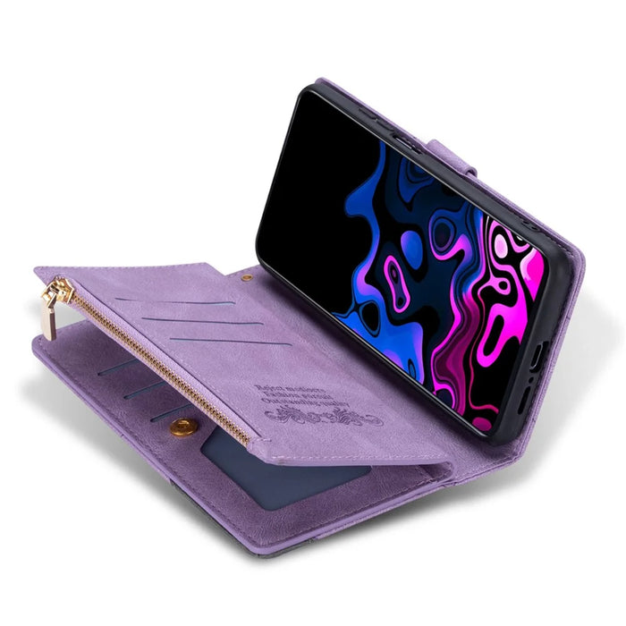 Stylish Splicing Design Leather Phone Case Wallet Stand Protective Cover for Samsung Galaxy A32 5G / M32 5G - Purple - 5