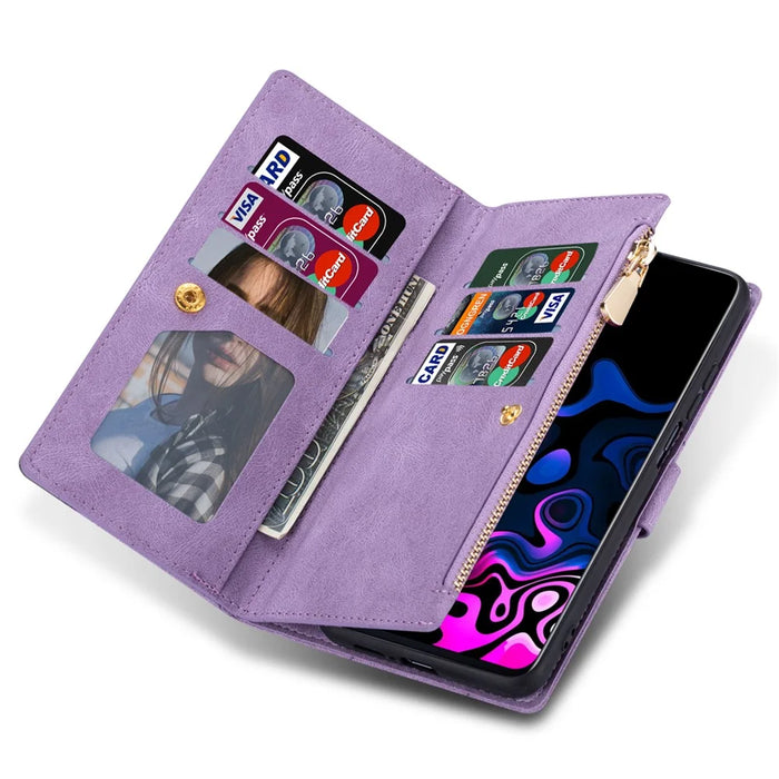 Stylish Splicing Design Leather Phone Case Wallet Stand Protective Cover for Samsung Galaxy A32 5G / M32 5G - Purple - 6