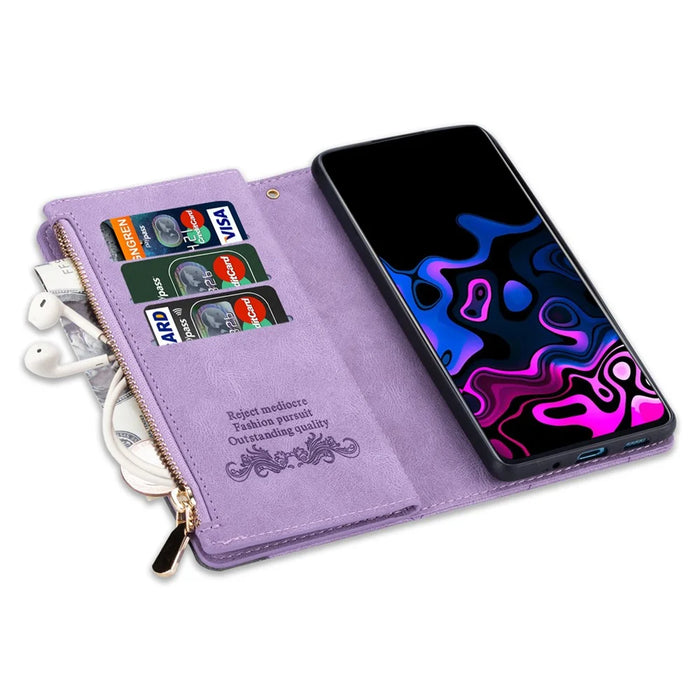 Stylish Splicing Design Leather Phone Case Wallet Stand Protective Cover for Samsung Galaxy A32 5G / M32 5G - Purple - 7