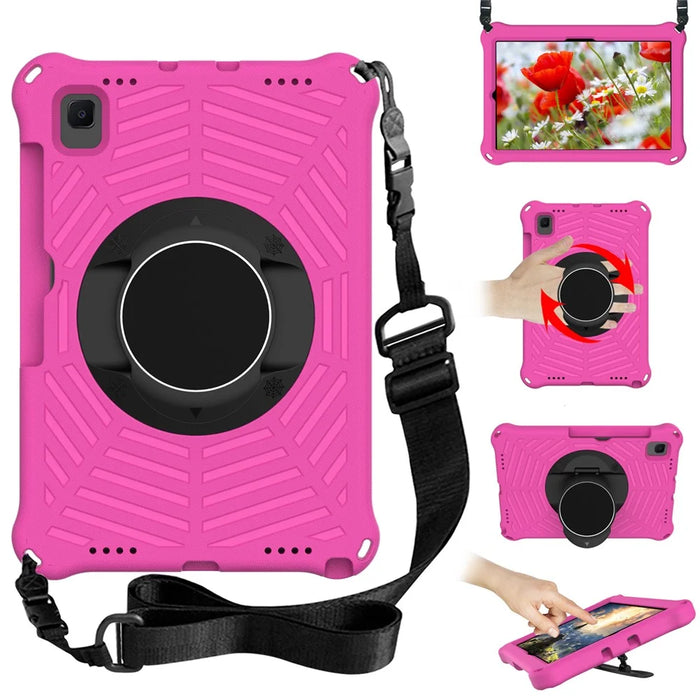 Spider Web Kickstand EVA Tablet Case with Shoulder Strap for Samsung Galaxy Tab S6 Lite (2020) P615 P610 / (2022) / (2024) - Rose - 1