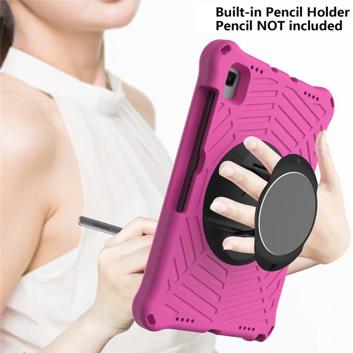 Spider Web Kickstand EVA Tablet Case with Shoulder Strap for Samsung Galaxy Tab S6 Lite (2020) P615 P610 / (2022) / (2024) - Rose - 6