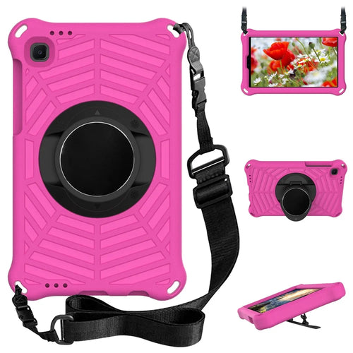 Kickstand Design Spider Web Texture EVA Tablet Cover Protective Case with Shoulder Strap for Samsung Galaxy Tab A7 Lite 8.7-inch - Rose - 1