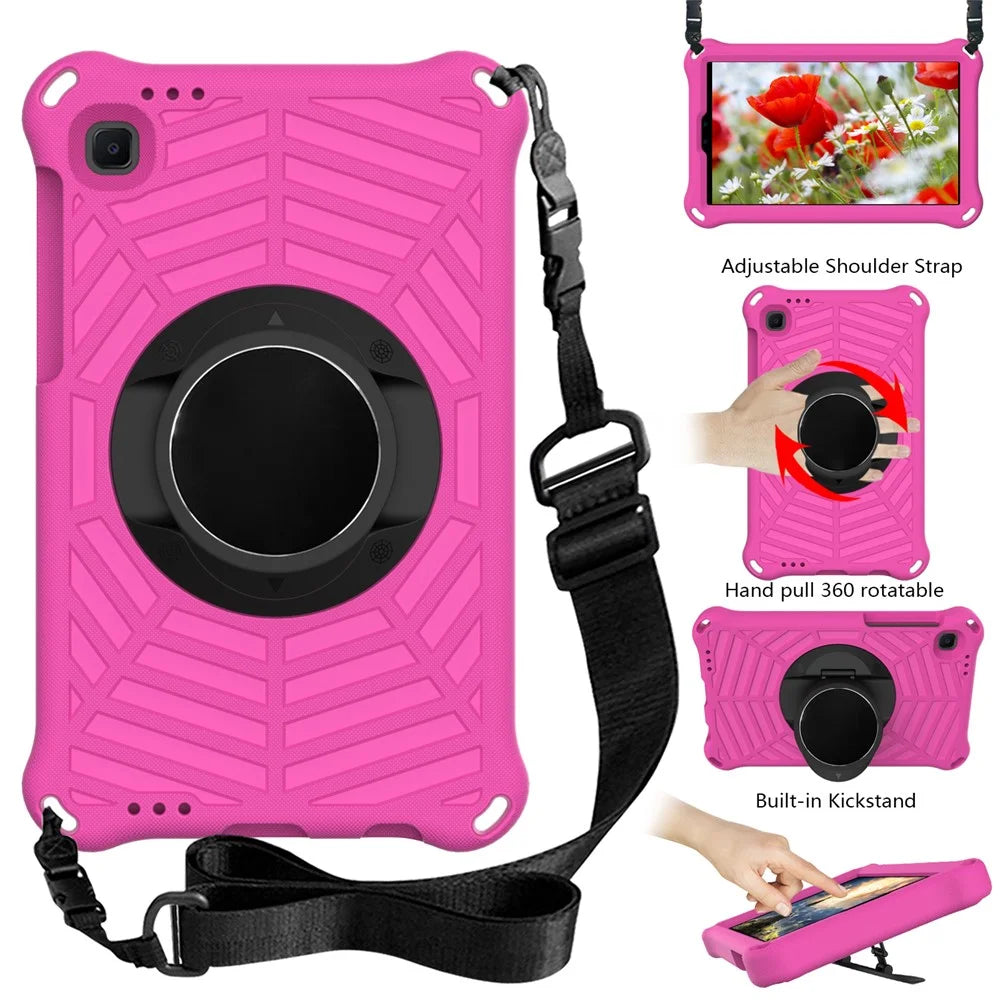 Kickstand Design Spider Web Texture EVA Tablet Cover Protective Case with Shoulder Strap for Samsung Galaxy Tab A7 Lite 8.7-inch - Rose - 2