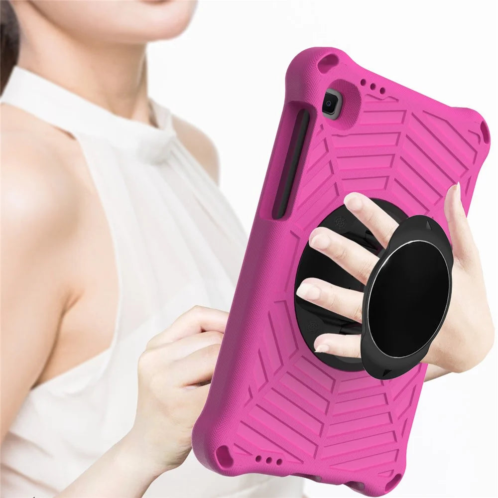 Kickstand Design Spider Web Texture EVA Tablet Cover Protective Case with Shoulder Strap for Samsung Galaxy Tab A7 Lite 8.7-inch - Rose - 6