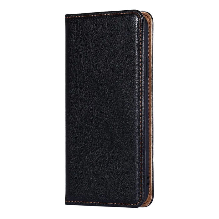 Wallet Stand Design Magnetic Auto-absorbed Leather Phone Cover Shell for Samsung Galaxy A22 5G (EU Version) - Black - 2