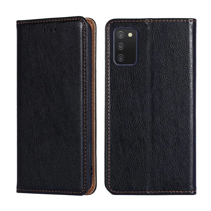 PU Leather Stand Wallet Protective Phone Shell Cover for Samsung Galaxy A03s (164.2mm) - Black - 1