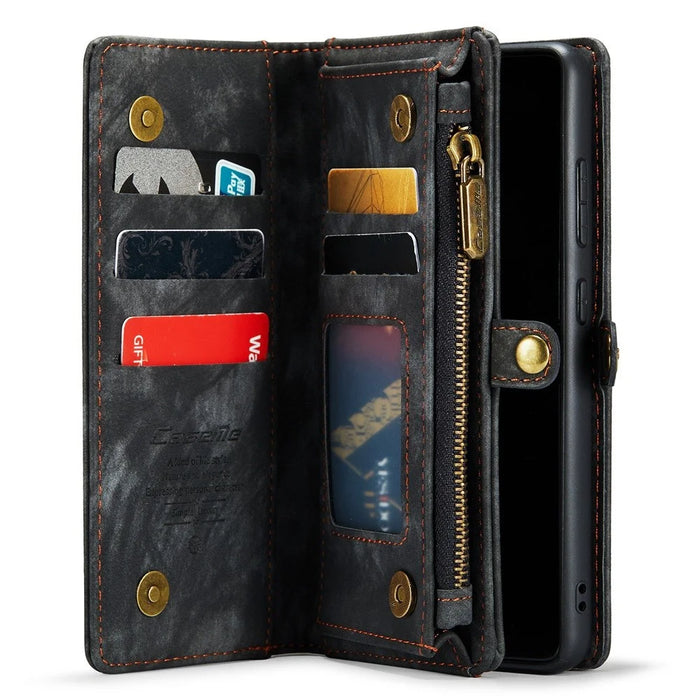 CASEME 008 Series Scratch Resistant Shock-Absorbed Detachable 2-in-1 Multi-Function TPU + PU Leather Phone Wallet Stand Shell for Samsung Galaxy A32 5G / M32 5G - Black - 4
