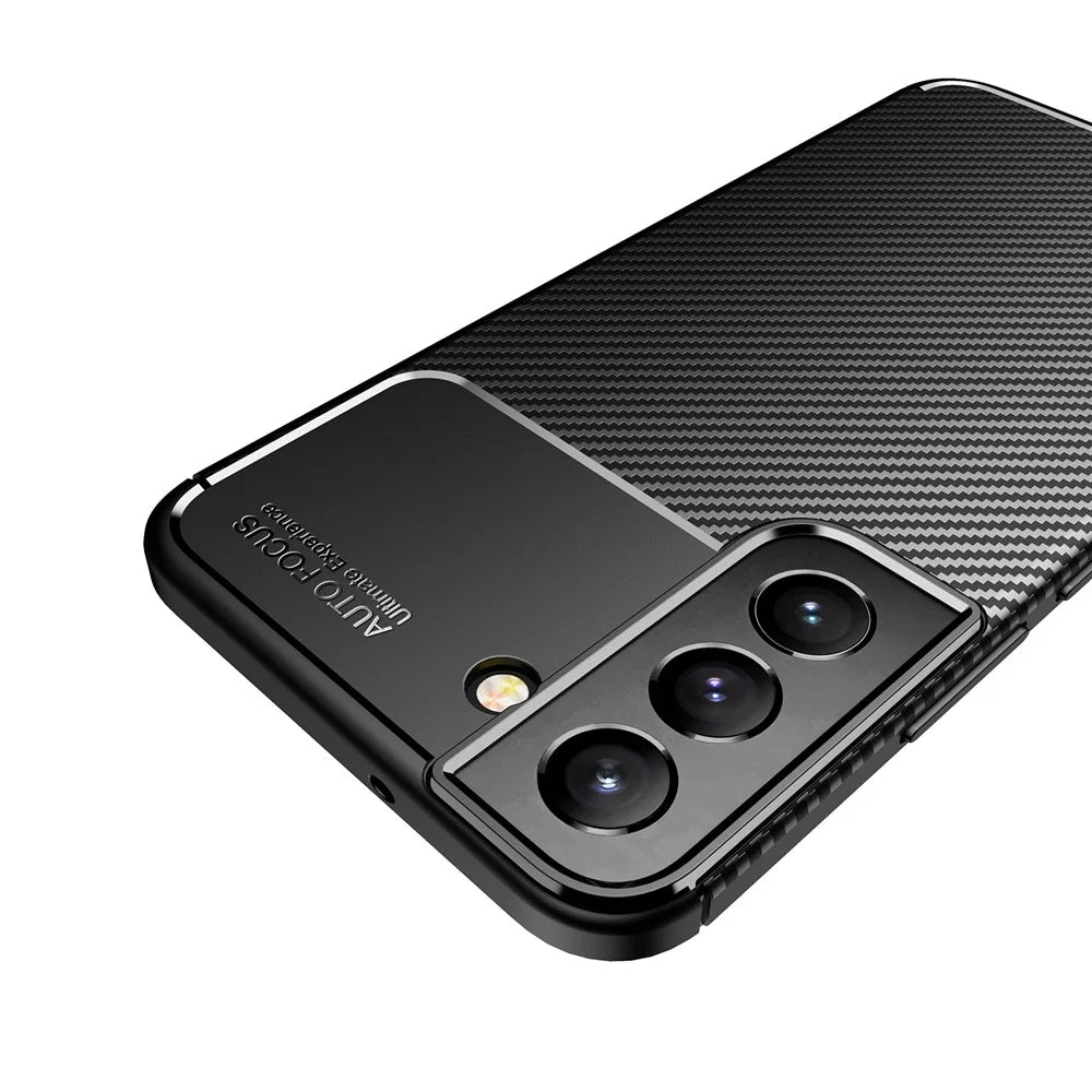 Carbon Fiber Soft TPU Anti-Scratch Protective Phone Case for Samsung Galaxy S22 5G - Black - 6