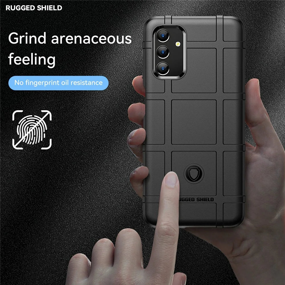 For Samsung Galaxy A13 4G / 5G / M13 5G / A04s 4G (164.7mm) Rugged Square Grid Design Drop-proof TPU Phone Case Cover Protector - Black - 3