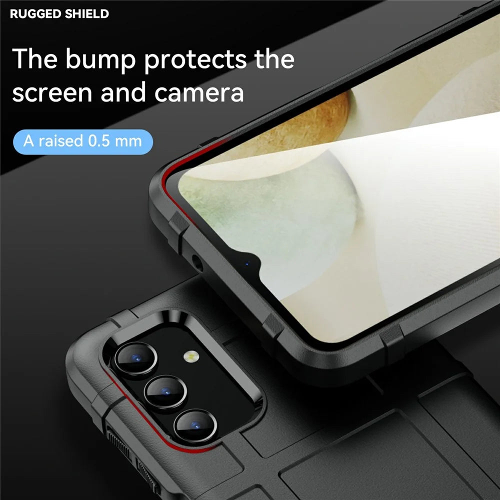 For Samsung Galaxy A13 4G / 5G / M13 5G / A04s 4G (164.7mm) Rugged Square Grid Design Drop-proof TPU Phone Case Cover Protector - Black - 4