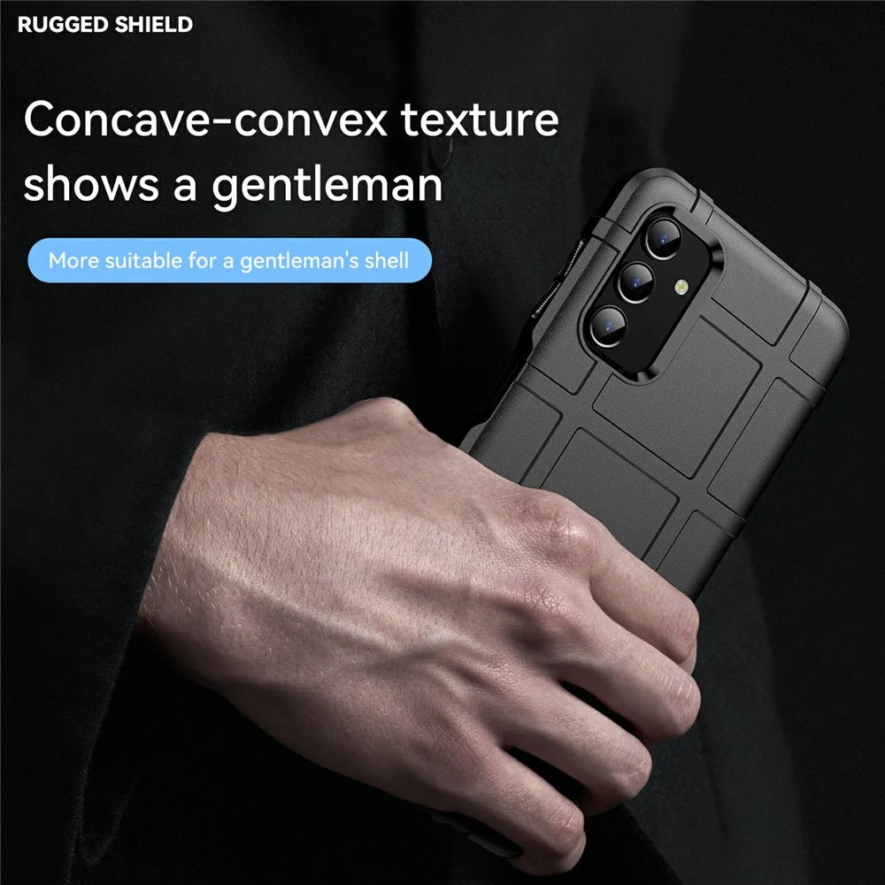 For Samsung Galaxy A13 4G / 5G / M13 5G / A04s 4G (164.7mm) Rugged Square Grid Design Drop-proof TPU Phone Case Cover Protector - Black - 5
