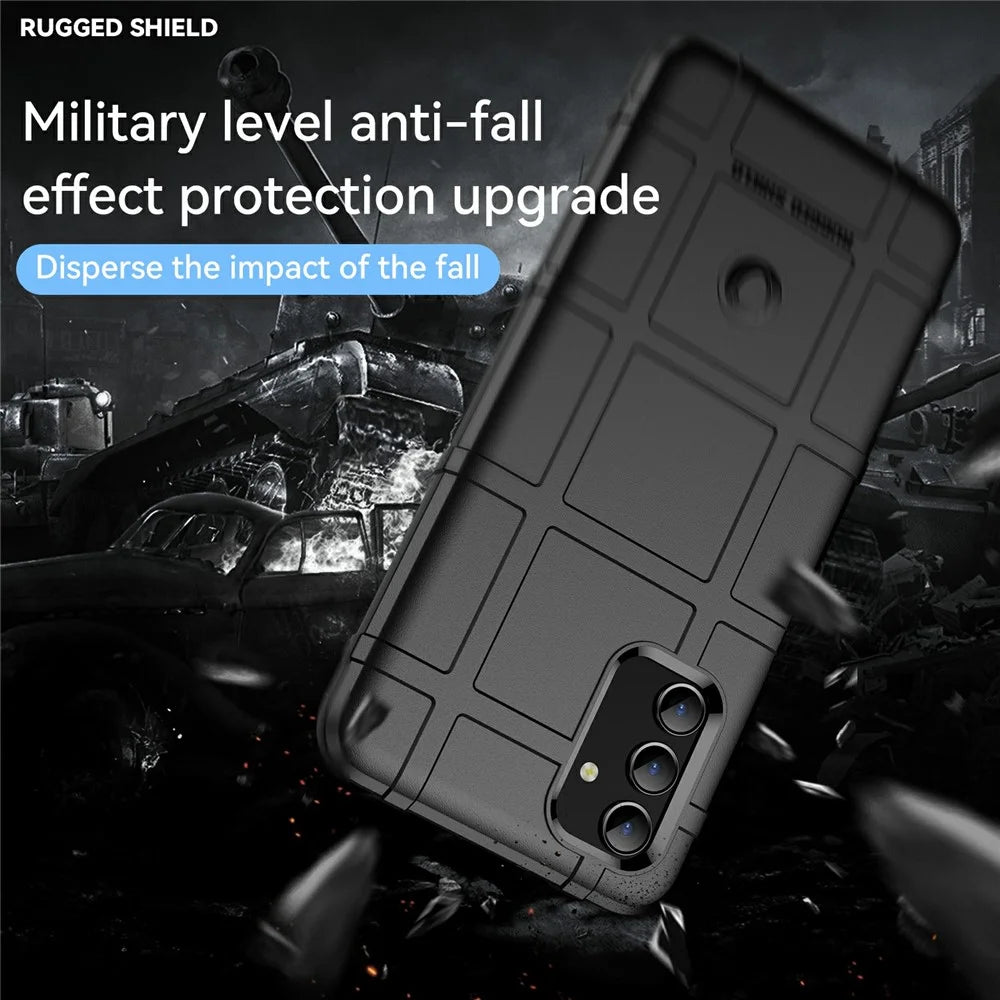 For Samsung Galaxy A13 4G / 5G / M13 5G / A04s 4G (164.7mm) Rugged Square Grid Design Drop-proof TPU Phone Case Cover Protector - Black - 7
