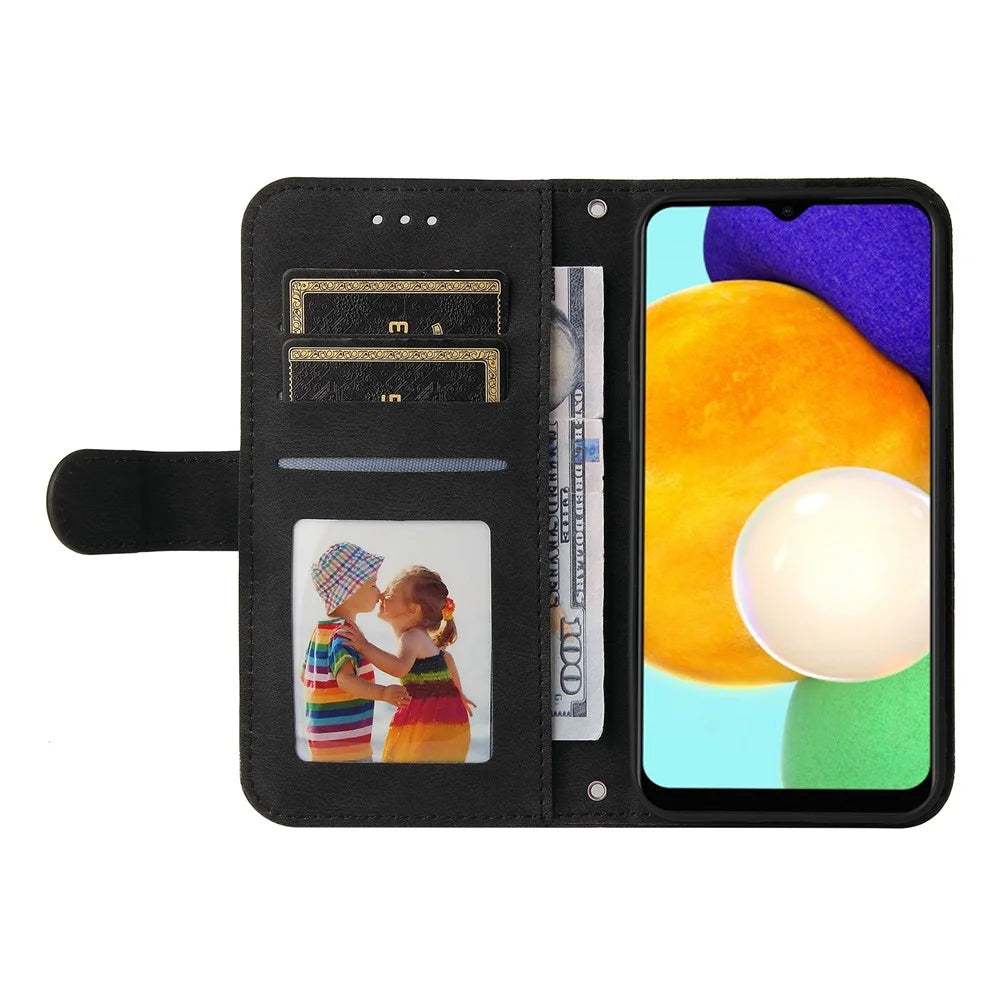 For Samsung Galaxy A03s (166.5mm) Leather Wallet Cases Skin Touch Phone Cover Stand with Strap - Black - 7