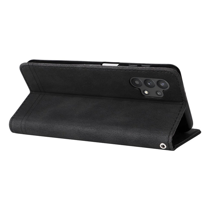 For Samsung Galaxy A32 5G / M32 5G Leather Wallet Cases Skin Touch Phone Cover Stand with Strap - Black - 6