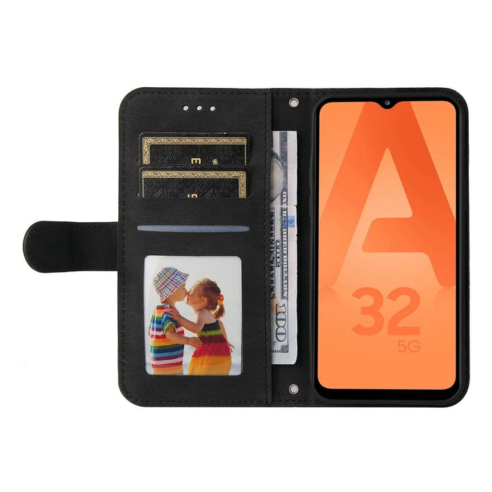 For Samsung Galaxy A32 5G / M32 5G Leather Wallet Cases Skin Touch Phone Cover Stand with Strap - Black - 7