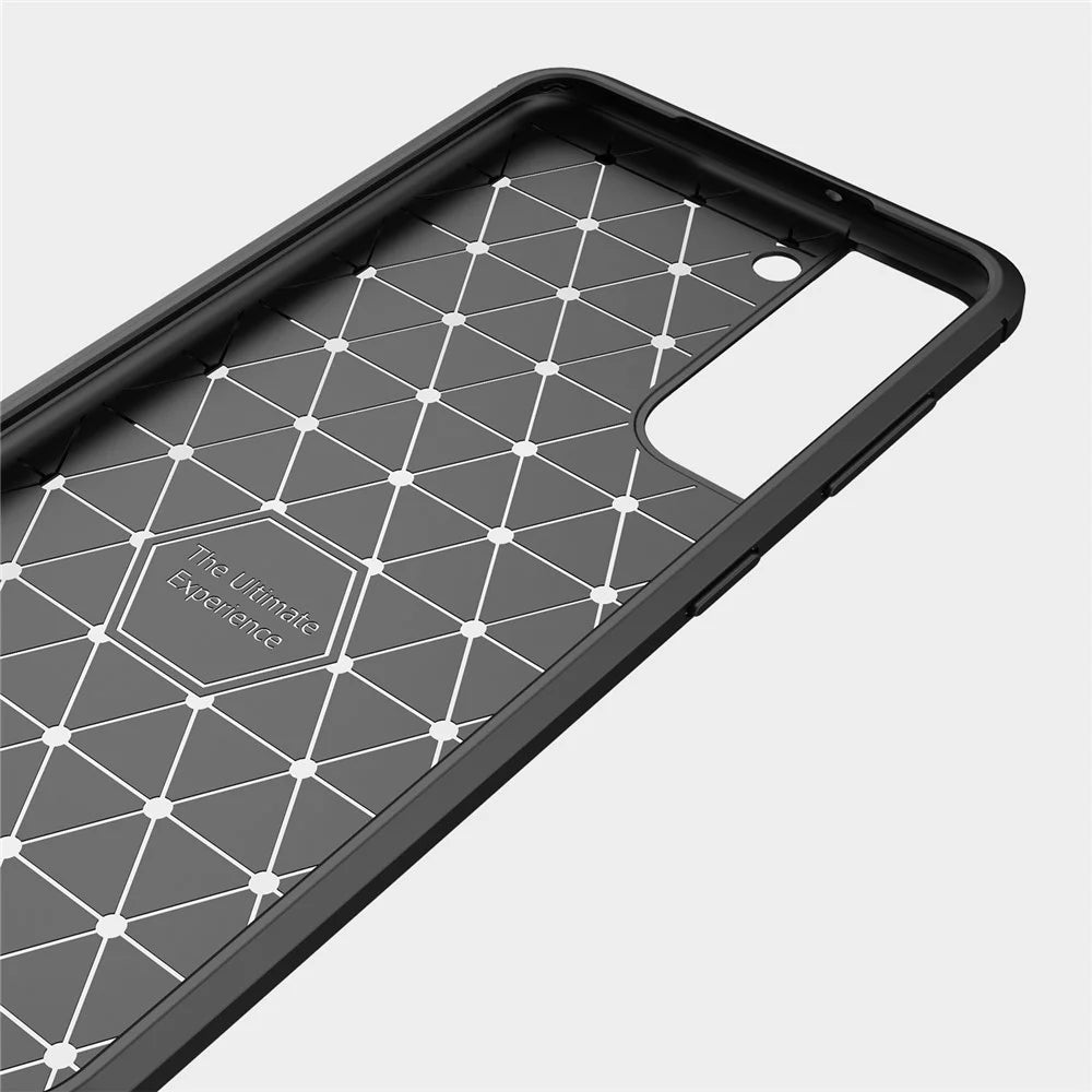 Carbon Fiber Brushed Texture Light Slim Scratch-Resistant Flexible Soft TPU Phone Cover for Samsung Galaxy S22 5G - Black - 4