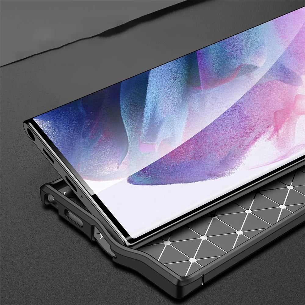 Litchi Texture Flexible TPU Mobile Phone Protector Back Case for Samsung Galaxy S22 Ultra 5G - Black - 3