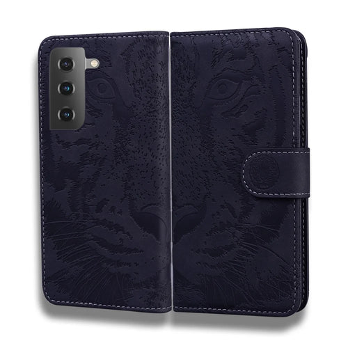 Tiger Pattern Imprinted PU Leather Wallet Stand Protective Phone Case Shell for Samsung Galaxy S22 Plus - Black - 1