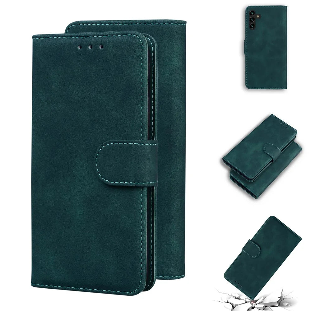 Solid Color Full-Protective Leather Phone Protective Shell for Samsung Galaxy A13 5G / A04s 4G (164.7mm) - Green - 7