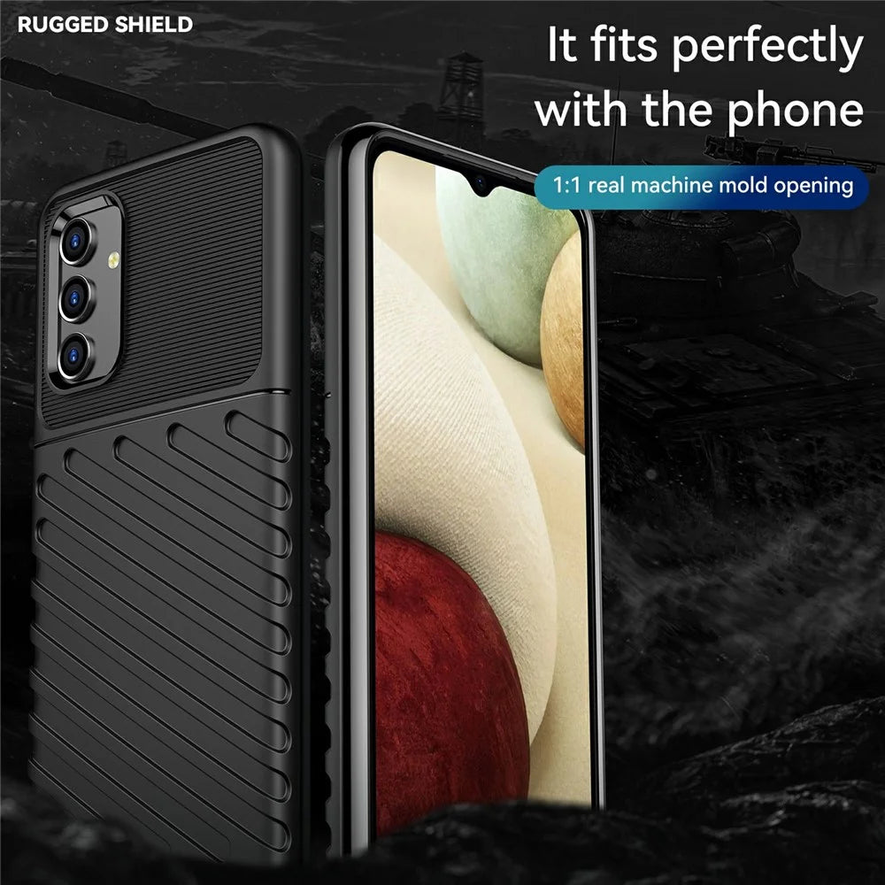 Thunder Series Twill Texture Soft TPU Phone Case Cover Protector for Samsung Galaxy A13 4G / 5G / M13 5G / A04s 4G (164.7mm) - Black - 2