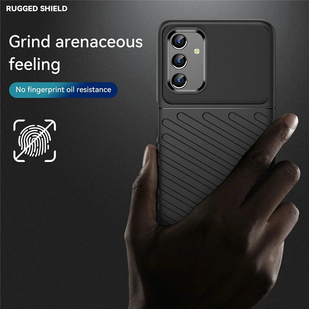Thunder Series Twill Texture Soft TPU Phone Case Cover Protector for Samsung Galaxy A13 4G / 5G / M13 5G / A04s 4G (164.7mm) - Black - 3