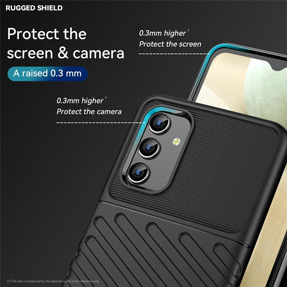 Thunder Series Twill Texture Soft TPU Phone Case Cover Protector for Samsung Galaxy A13 4G / 5G / M13 5G / A04s 4G (164.7mm) - Black - 4