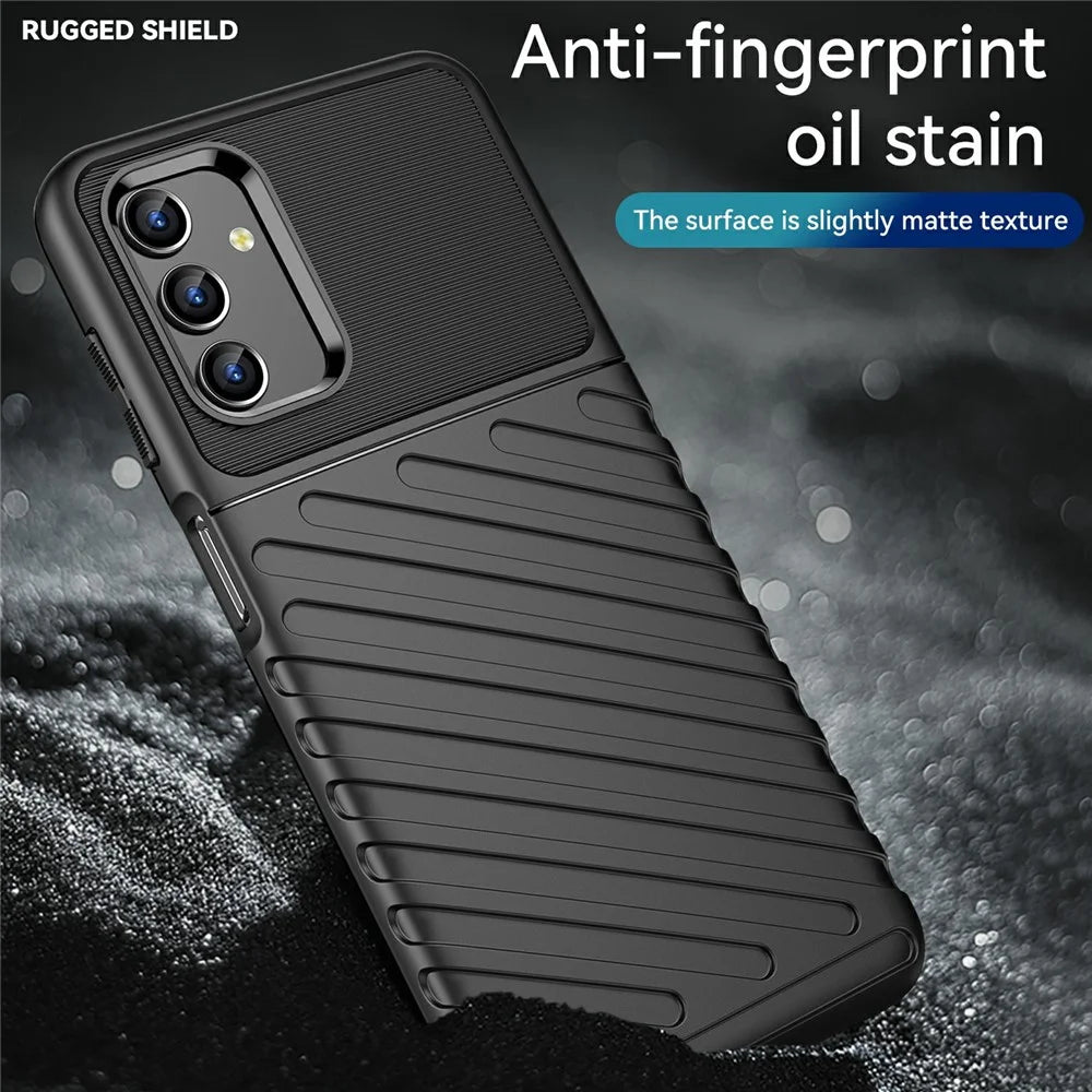 Thunder Series Twill Texture Soft TPU Phone Case Cover Protector for Samsung Galaxy A13 4G / 5G / M13 5G / A04s 4G (164.7mm) - Black - 5