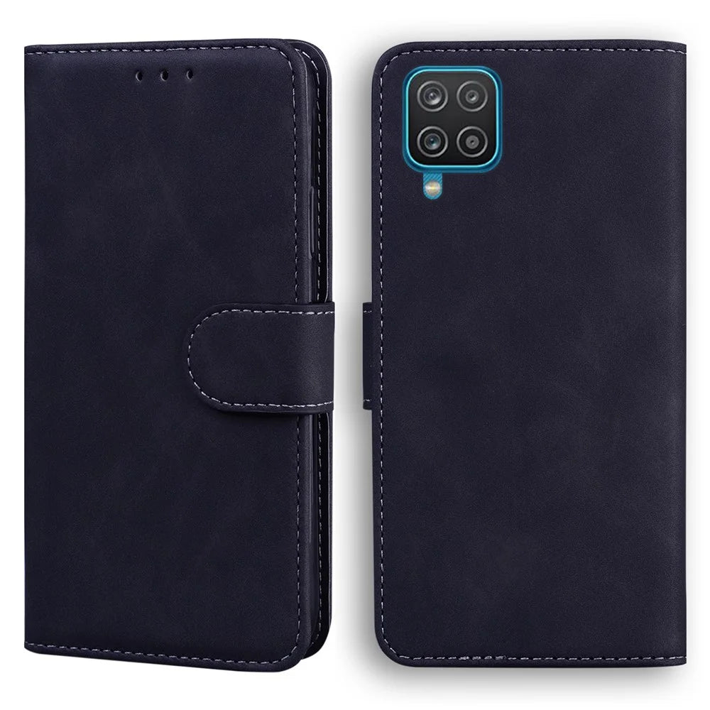 TPU + PU Leather Scratch Resistant Protective Phone Case Cover with Stand and Wallet for Samsung Galaxy M32 (Global Version) - Black - 1
