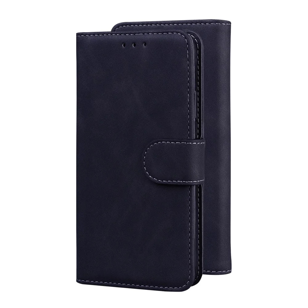 TPU + PU Leather Scratch Resistant Protective Phone Case Cover with Stand and Wallet for Samsung Galaxy M32 (Global Version) - Black - 6
