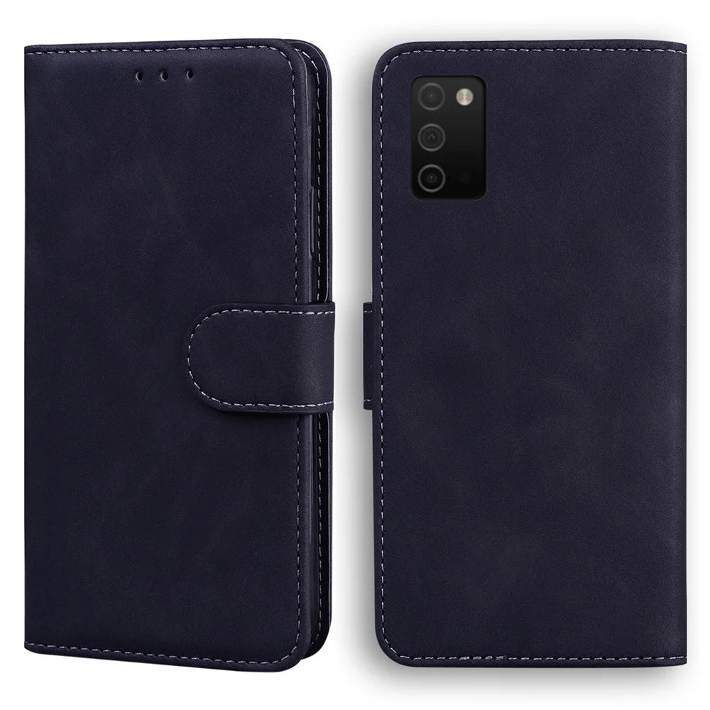 Shockproof Quality Leather Protective Phone Case Shell Stand Wallet Cover for Samsung Galaxy A03s (164.2mm) - Black - 1
