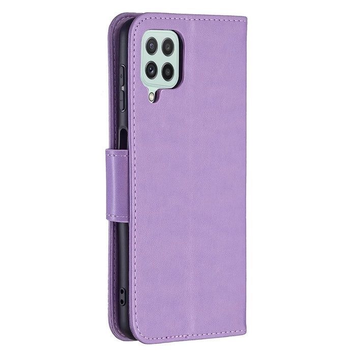 Imprint Butterfly Pattern Stand Wallet Leather Phone Shell Case with Wrist Strap for Samsung Galaxy A22 4G (EU Version) - Purple - 3