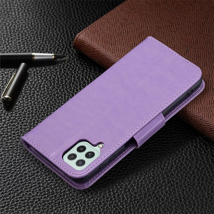 Imprint Butterfly Pattern Stand Wallet Leather Phone Shell Case with Wrist Strap for Samsung Galaxy A22 4G (EU Version) - Purple - 7
