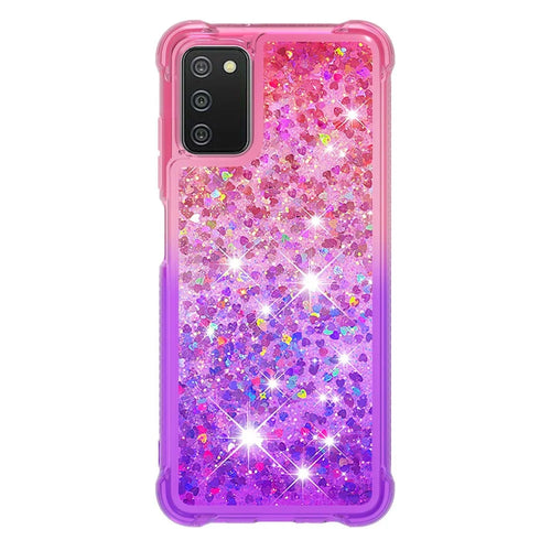 Gradient Quicksand Series Liquid Flowing Floating Sparkle Soft TPU Phone Case for Samsung Galaxy A03s (164.2mm) - Pink / Purple - 1