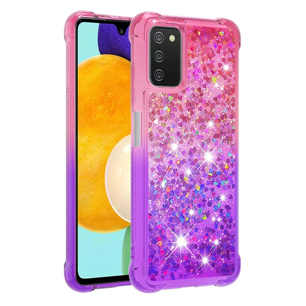 Gradient Quicksand Series Liquid Flowing Floating Sparkle Soft TPU Phone Case for Samsung Galaxy A03s (164.2mm) - Pink / Purple - 2