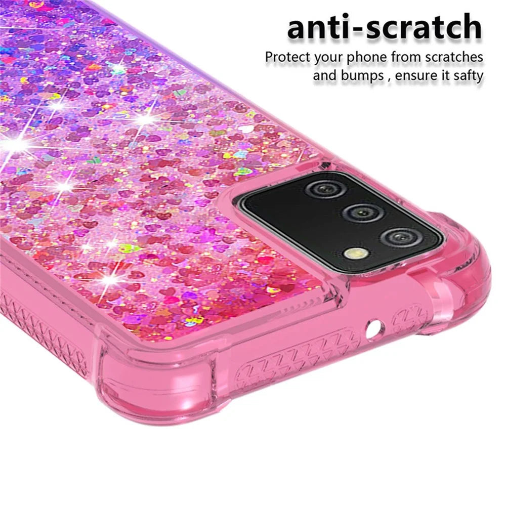 Gradient Quicksand Series Liquid Flowing Floating Sparkle Soft TPU Phone Case for Samsung Galaxy A03s (164.2mm) - Pink / Purple - 3