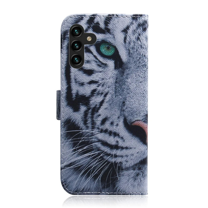PU Leather Pattern Printing Stand Wallet Phone Cover Shell for Samsung Galaxy A13 5G / A04s 4G (164.7mm) - Tiger Head - 3