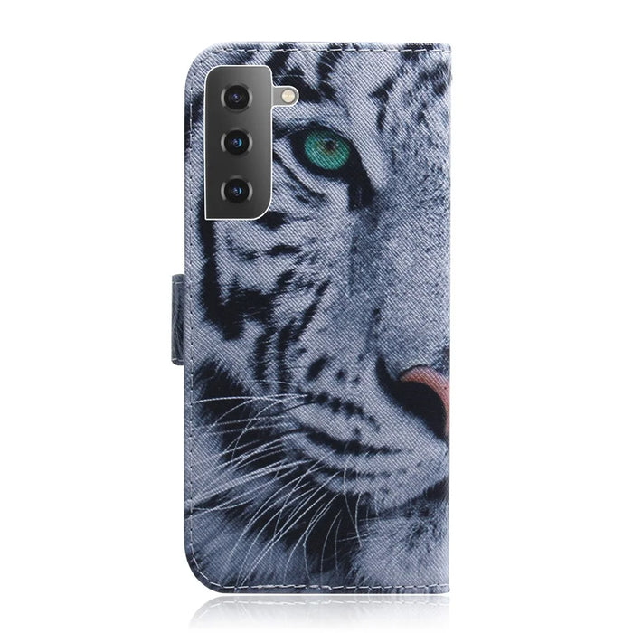 Full Stylish Pattern Printing Stand PU Leather Wallet Shockproof Flip Magnetic Case for Samsung Galaxy S22+ 5G - Tiger - 3