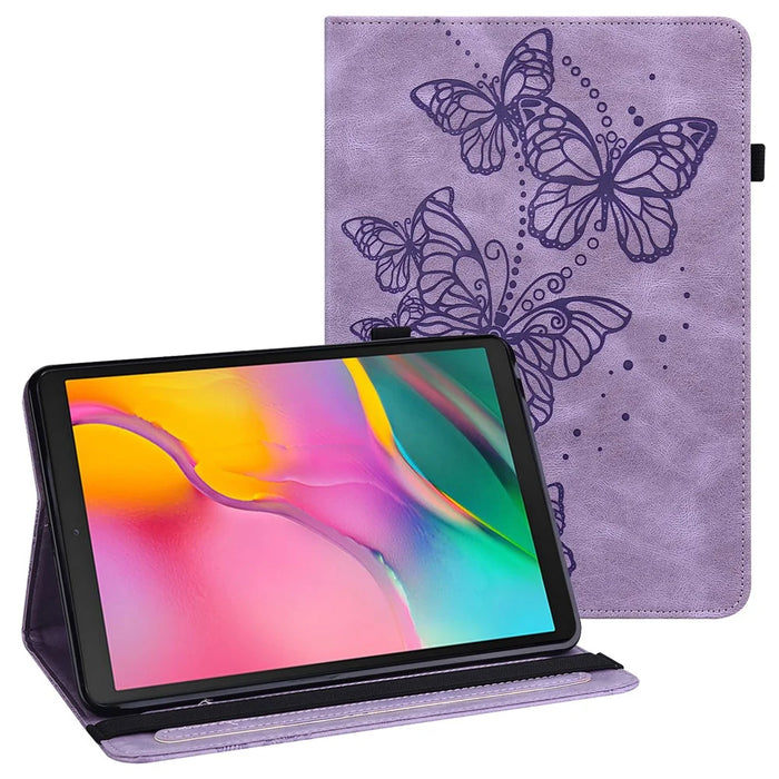 Imprinting Butterflies Pattern PU Leather Tablet Stand Case Shell with Card Holder for Samsung Galaxy Tab A7 Lite 8.7-inch - Purple - 1