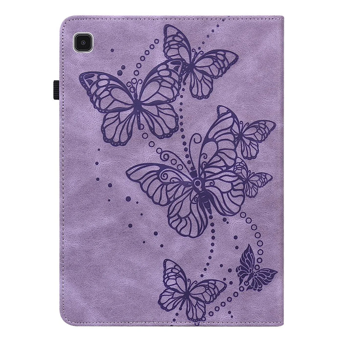 Imprinting Butterflies Pattern PU Leather Tablet Stand Case Shell with Card Holder for Samsung Galaxy Tab A7 Lite 8.7-inch - Purple - 2