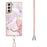 Case with Shoulder Strap IMD IML Flower Pattern TPU Back Cover for Samsung Galaxy S21 FE 5G - Rose Gold 005 - 3