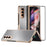 Vacuum Plating Frame Carbon Fiber Texture PU Leather Coated PC Case with Screen Film for Samsung Galaxy Z Fold3 5G - Grey - 1