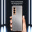 Vacuum Plating Frame Carbon Fiber Texture PU Leather Coated PC Case with Screen Film for Samsung Galaxy Z Fold3 5G - Grey - 6