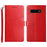 Imprinted Y-shaped Line Stand Wallet PU Leather Cover Inner TPU Phone Case with Wrist Strap for Samsung Galaxy S10 Plus - Red - 1