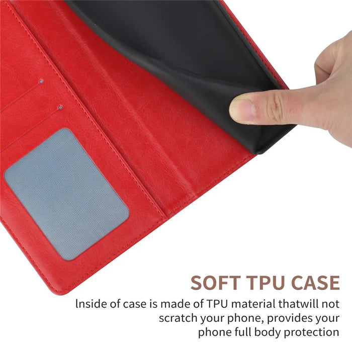 Imprinted Y-shaped Line Stand Wallet PU Leather Cover Inner TPU Phone Case with Wrist Strap for Samsung Galaxy S10 Plus - Red - 7